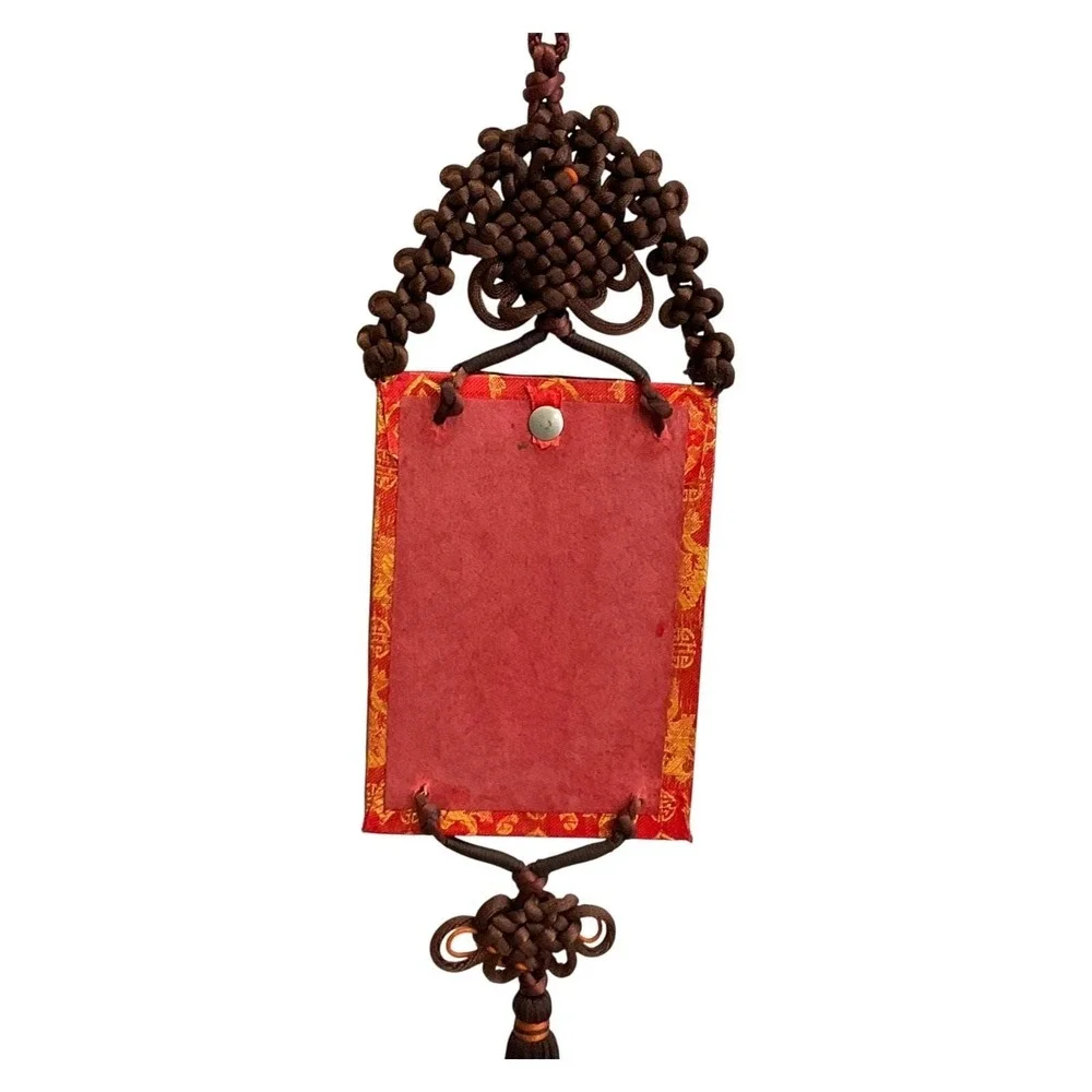 Chinese Opera Mask Wall‎ Hanging Decor with Tassel Fabric Frame